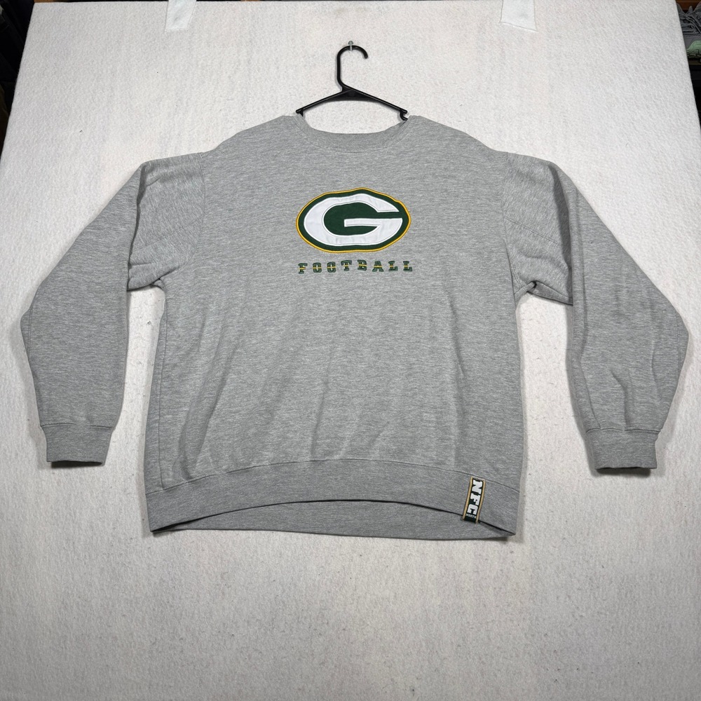 NFL Green Bay Packers Sweatshirt Mens Large Gray Embroidered Pullover